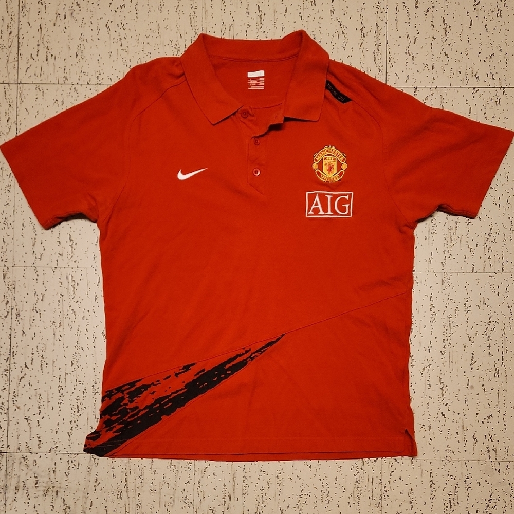 Nike Embroidered Manchester United AIG 1/4 Button Down Polo Shirt Vintage Y2K